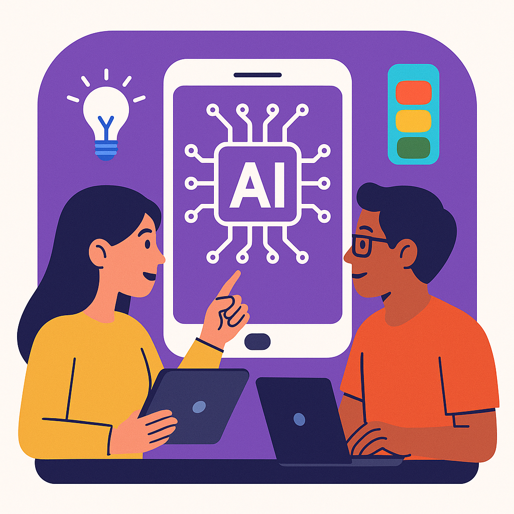 AI and Mobile Apps workshop illustration